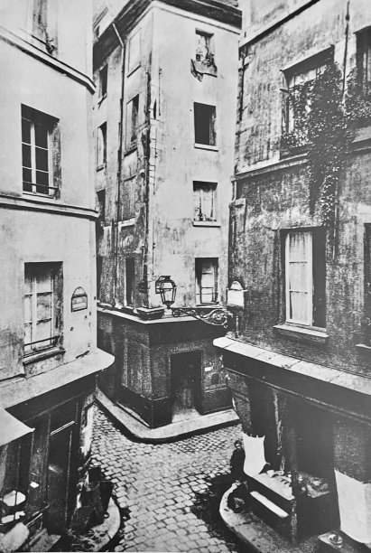 巴黎的鹅卵石街道和房子，1866年图片下载