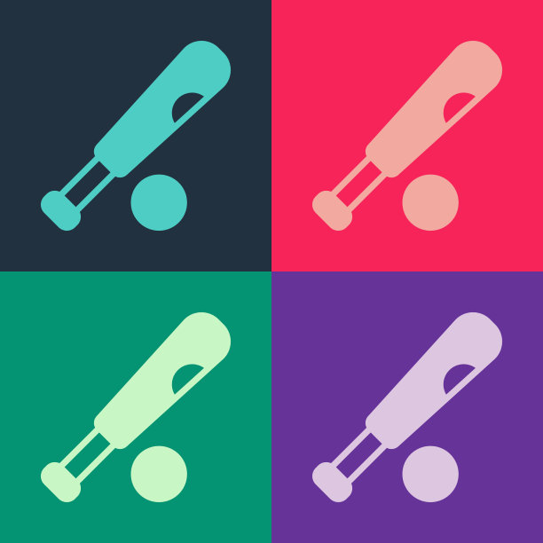 波普艺术棒球棒与球图标孤立上图片下载