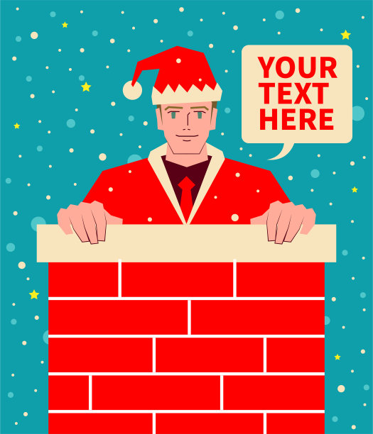 微笑的英俊男人身穿圣诞老人服装爬烟囱图片下载