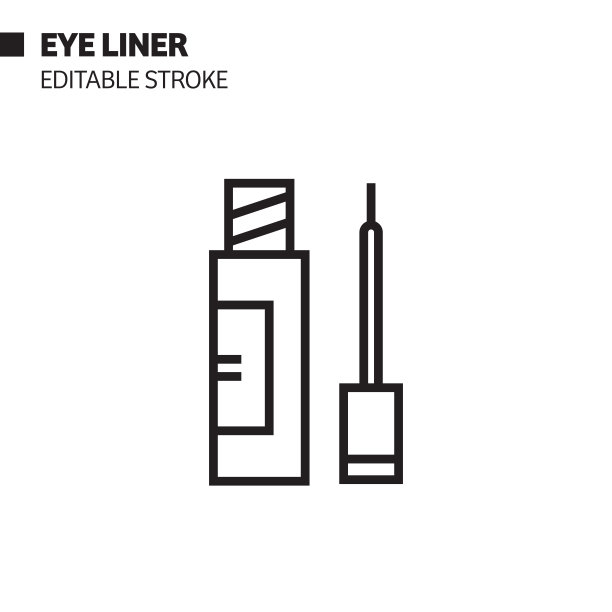 眼线线图标，轮廓矢量符号插图。完美像素，可编辑的描边。图片下载