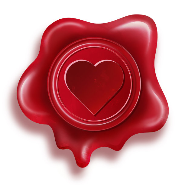 红色复古蜡印章印章与爱的心插图图片下载