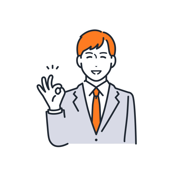 一个简单的矢量插图材料，一个年轻的商人，他微笑着做了一个OK的标志图片下载