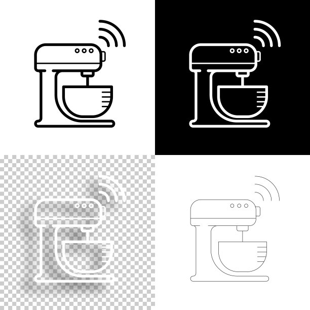 聪明的搅拌器。图标设计。空白，白色和黑色背景-线图标图片下载