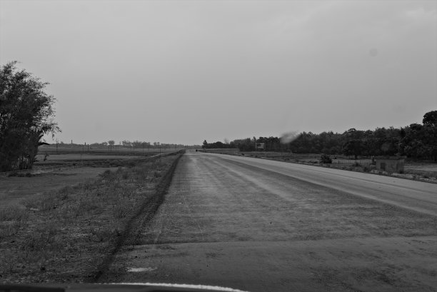 在印度的一个村庄里，雨水淋湿的道路图片下载