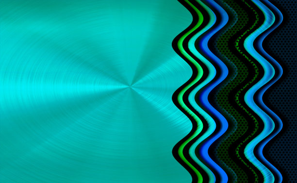 抽象的蓝色阴影拉丝和雕刻金属板与圆网。图片下载