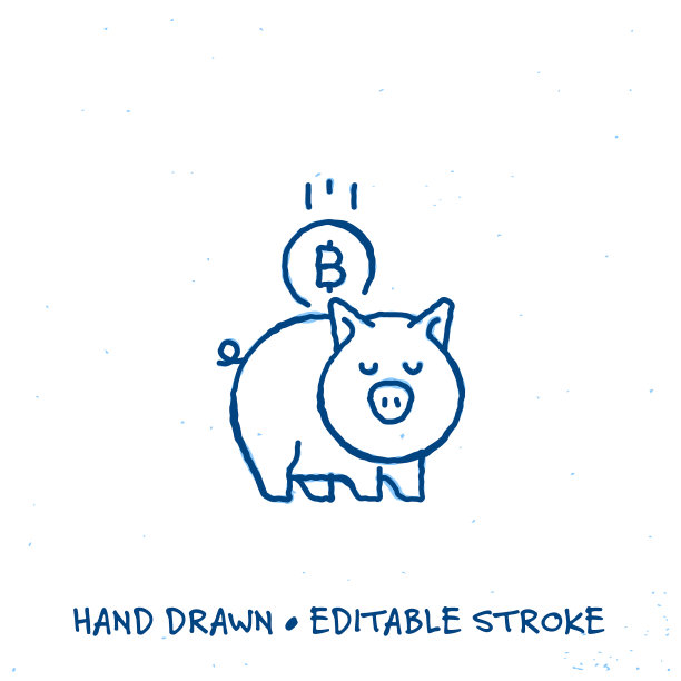 Sketchy Hodl比特币线图标与可编辑的笔画图片下载