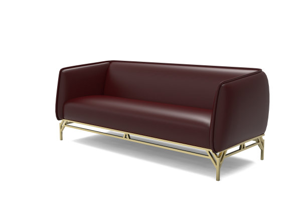 白色背景的豪华经典和现代真皮沙发。家具系列。室内设计元素图片下载