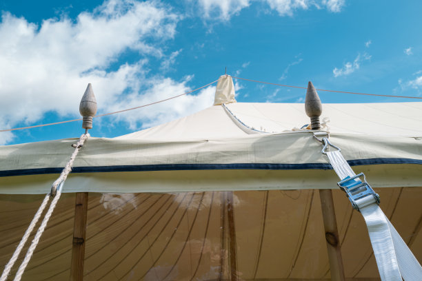 浅焦点的大可调帐篷家伙绳。图片下载