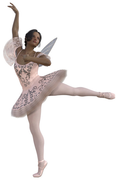 芭蕾舞仙女舞蹈孤立的白色，3d渲染。图片下载