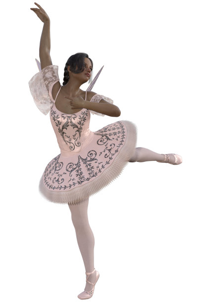 芭蕾舞仙女舞蹈孤立的白色，3d渲染。图片下载