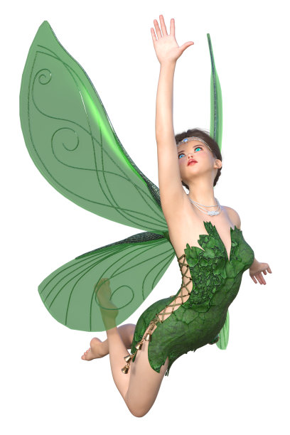 美丽的仙女孤立在白色，3d渲染图片下载