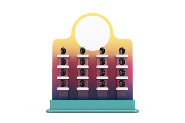 现代智能手表与商店产品展示展示架货架。3d渲染图片下载