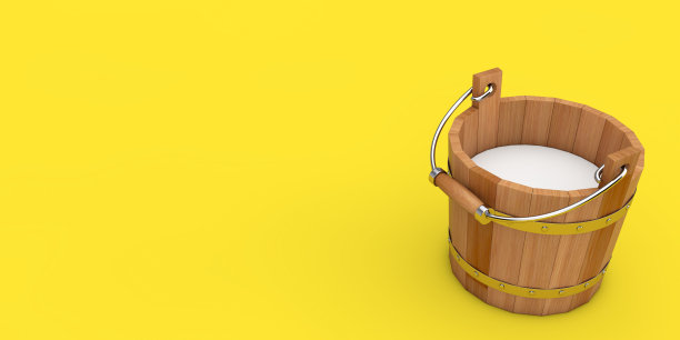 装满新鲜牛奶的木桶。3d渲染图片下载