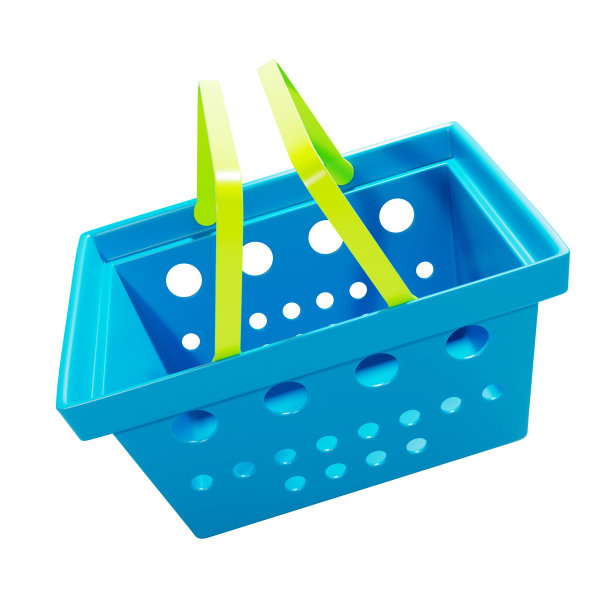 购物篮3D渲染在一个白色的背景图片下载