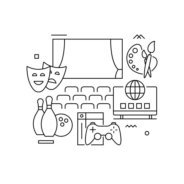 矢量集插图娱乐和爱好的概念。线条艺术风格的背景设计，网页，横幅，海报，印刷品等。矢量插图。图片下载