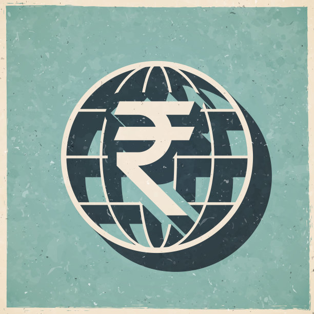 全球印度卢比。图标复古复古风格-旧纹理纸图片下载