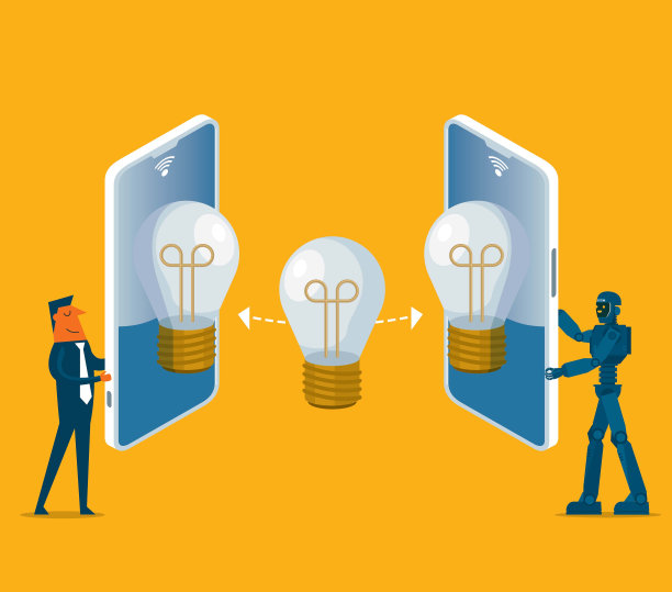 商人-人工智能机器人-灯泡图片下载