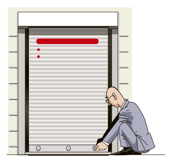 店主打开和关闭他们商店的百叶窗图片下载