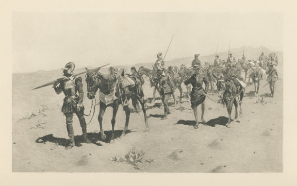 弗朗西斯科Vázquez德科罗纳多穿越亚利桑那州的游行，美国- 16世纪图片下载