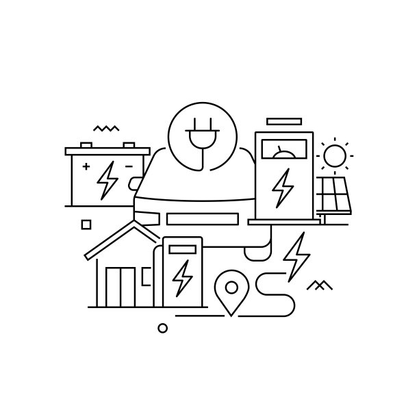 矢量集插图电动汽车的概念。线条艺术风格的背景设计，网页，横幅，海报，印刷品等。矢量插图。图片下载