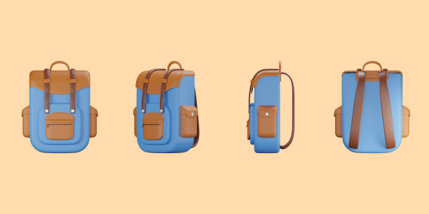 书包书包学校教育图标隔离。3d渲染插图。剪切路径。图片下载