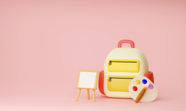 回到学校的概念背景与书籍和配件3D渲染图片下载