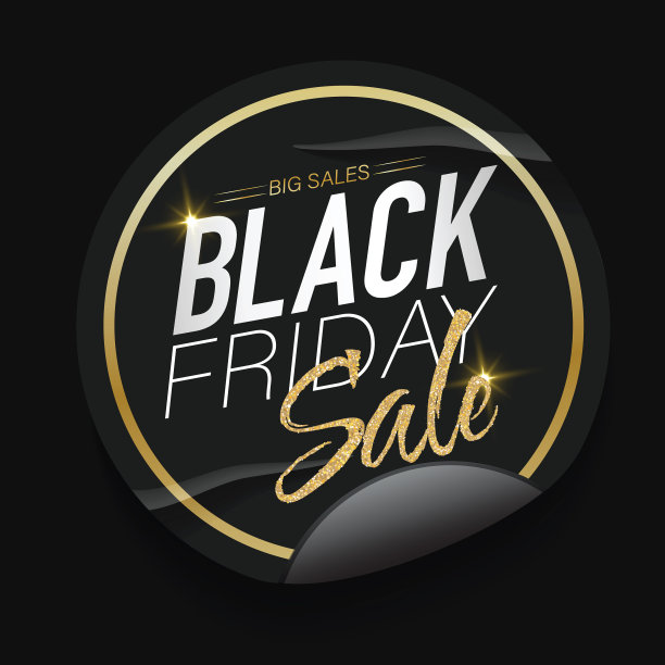 黑色星期五金色促销贴纸图片下载