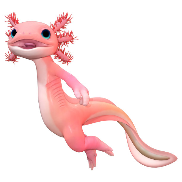 3D渲染卡通蝾螈在白色图片下载