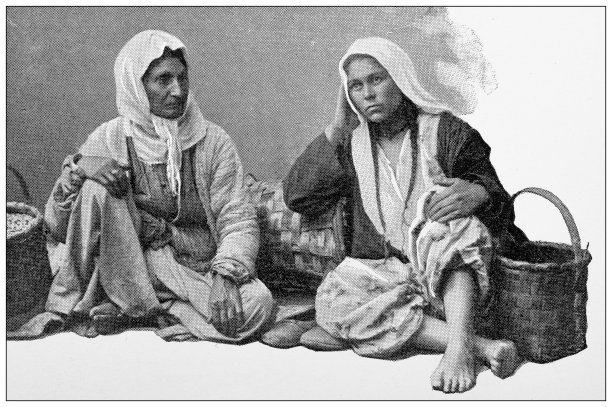 君士坦丁堡(伊斯坦布尔)的古董旅行照片:卖爆米花的小贩图片下载