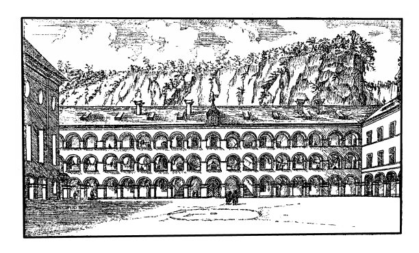 本笃会大学内广场，一幅1660年左右的版画的复制品图片下载