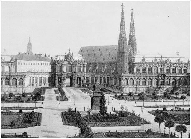 世界著名景点的古董照片:德国德累斯顿的茨温格图片下载