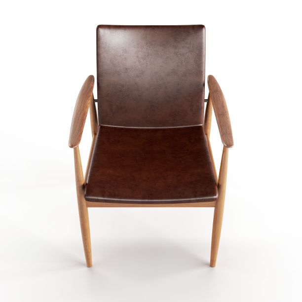 经典棕色皮革躺椅在白色背景上的3D渲染图片下载