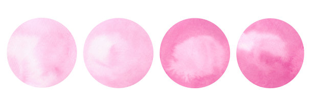 一组在白色背景上孤立的粉色水彩画。手绘。图片下载