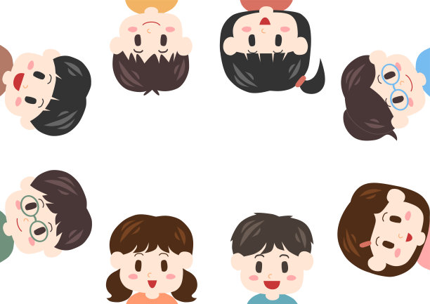 孩子们微笑的插图。可爱的儿童框架。中间的文本空间为空白。图片下载