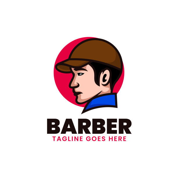 矢量插图理发师简单的吉祥物风格。图片下载