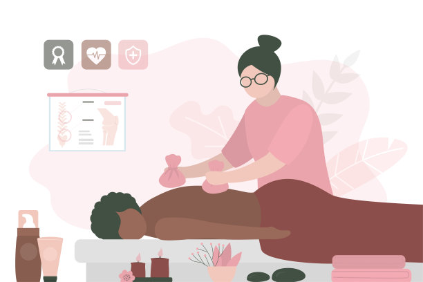 放松的女人在水疗中心接受专业按摩师的背部按摩。健康，治疗和放松的概念。年轻的成年人躺着，按摩师按摩她的身体。图片下载