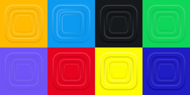 一组不同颜色的3D背景图标。多功能，充满活力，色彩丰富，立体，背景元素，平面设计，视觉吸引力。矢量线图标的业务和广告图片下载