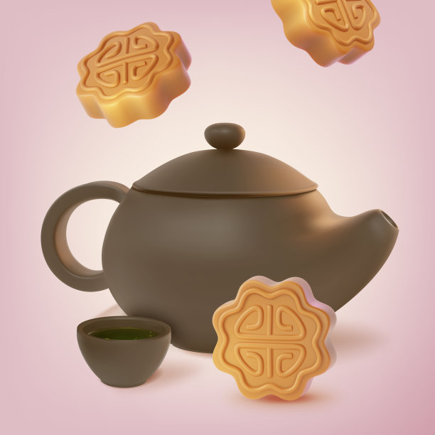 3d中秋快乐概念卡通风格。向量图片下载