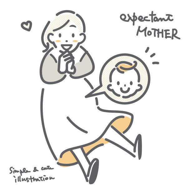 快乐的准妈妈，简单可爱的插画图片下载