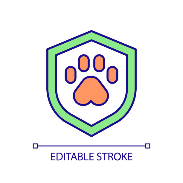 2D细线彩色爪印图标图片下载