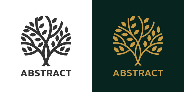 树图标或标志。抽象的自然符号。现代植物、生态、自然标志设计。矢量插图。图片下载