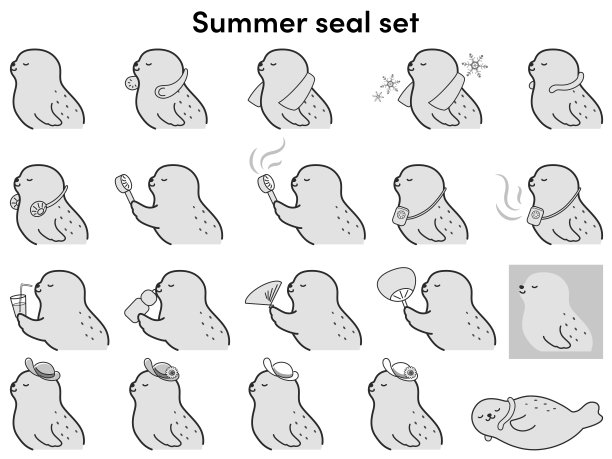 插图集印章使用凉爽的货物图片下载