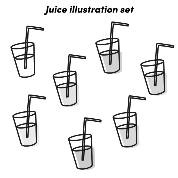 插图集饮料在透明的杯子图片下载