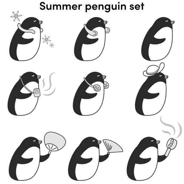 企鹅使用酷物品的插图集图片下载