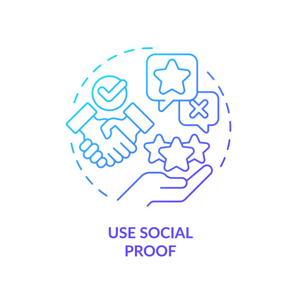 使用社会证明蓝色渐变概念图标图片下载