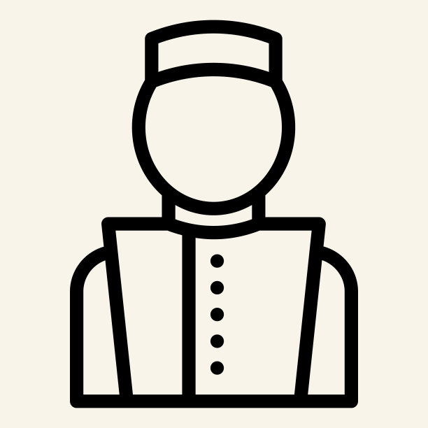 礼宾线图标。酒店搬运工标志，米色背景上的轮廓风格象形文字。行李员统一标识移动概念网页设计。矢量图形。图片下载