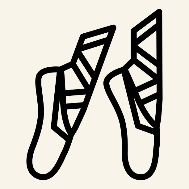 芭蕾舞线图标。米色背景上的芭蕾舞点轮廓风格象形文字。舞蹈工作室符号移动概念网页设计。矢量图形。图片下载