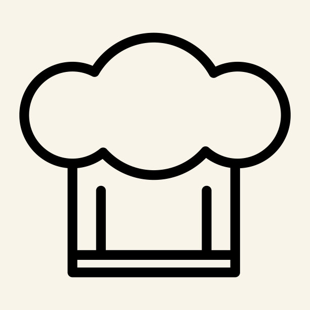 厨师帽子线图标。烹饪帽符号，米色背景上的轮廓风格象形文字。烹饪和厨房标志移动概念网页设计。矢量图形。图片下载