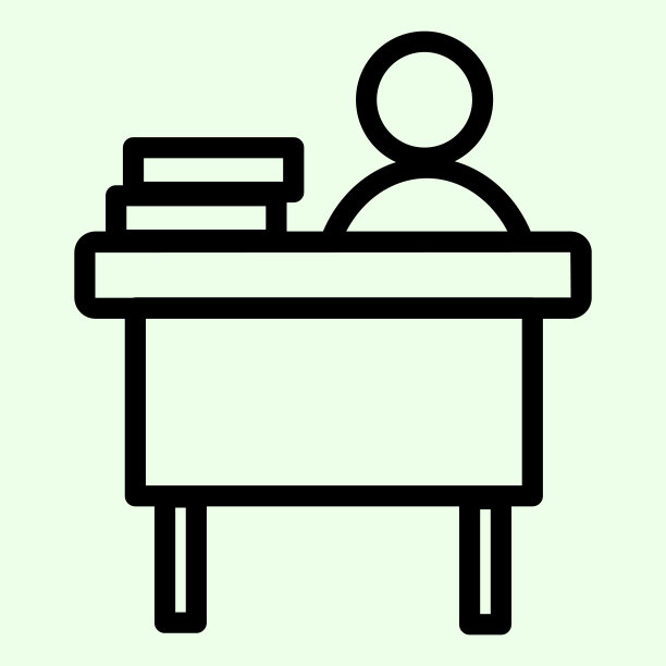 办公室职场线图标。商人在办公桌前工作，书的轮廓风格在白底象形文字。工作和工作标志移动概念网页设计。矢量图形。图片下载