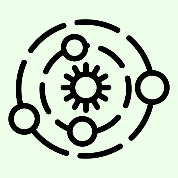 太阳系线条图标。宇宙与行星和太阳符号在中心轮廓风格象形文字在白色背景。星象与宇宙星座移动概念网页设计。矢量图形。图片下载